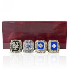 4PCS New York Mets World Series Championship Rings Set With Box
