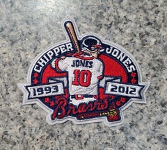 2013 Commemorative Patch Chipper Jones. Braves. Embroidered. Iron On. 4.5&Prime;x3.5&Prime;