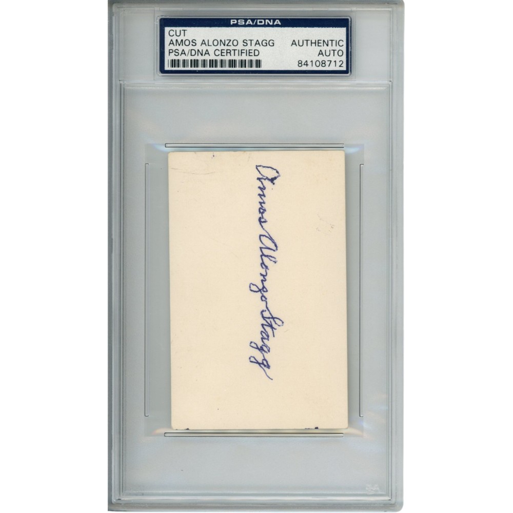 Amos Alonzo Stagg Signed University of Chicago 2 1/2 x 4&Prime; Cut PSA Slabbed 54791