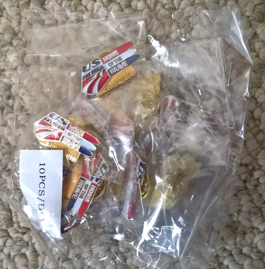 Lot of 10 U.S. Ski Team Pins -Home of the Brave – 2002 – USA – Unopened Package