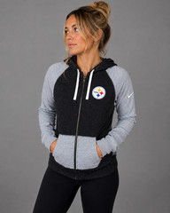 Nike Pittsburgh Steelers Women&rsquo;s Small Full Zip Hoodie Gray Black NFL Sweatshirt