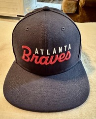 Atlanta Braves SnapBack Cap New Without Tags Navy With Red And White Lettering.