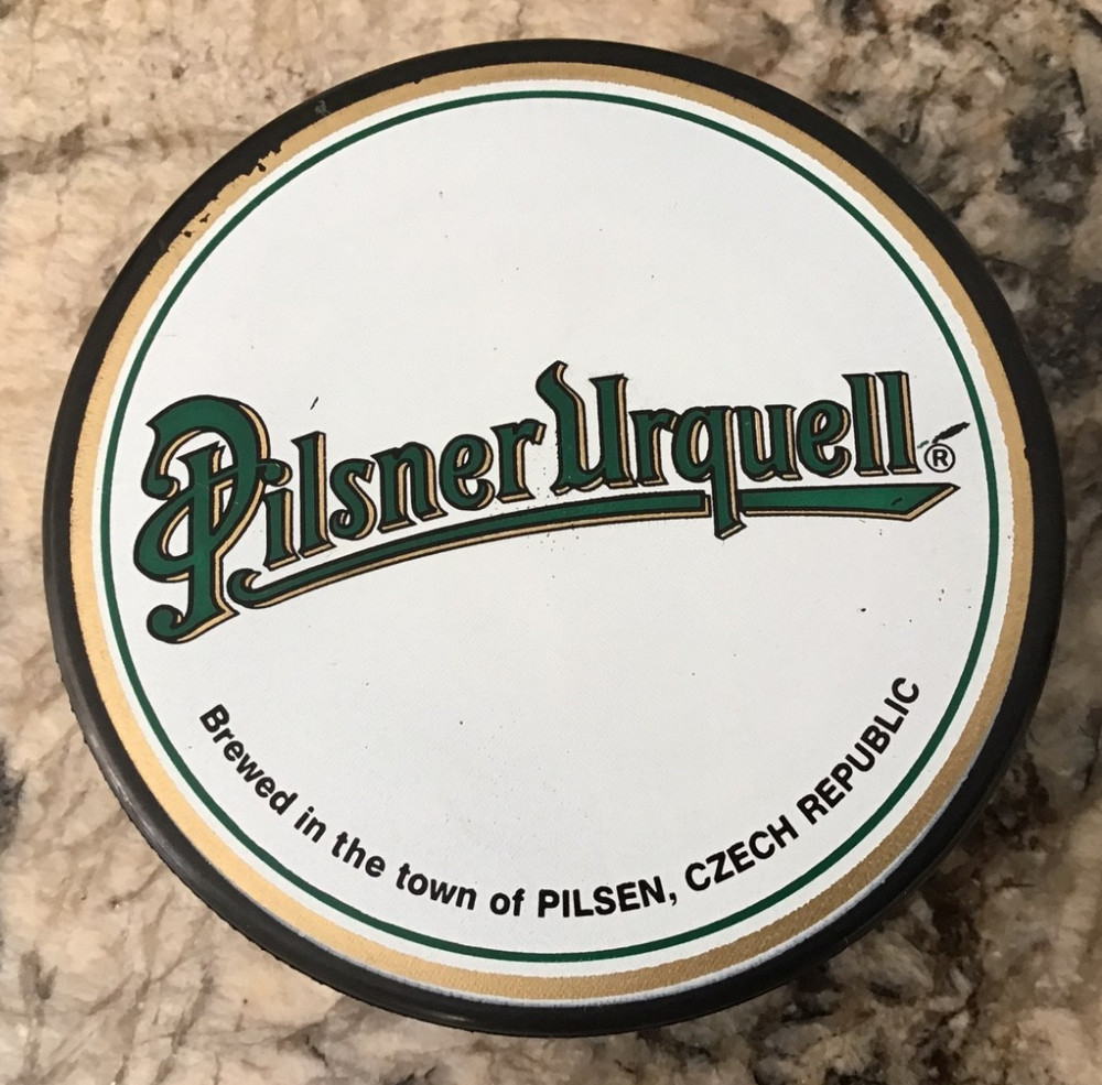 PILSNER URQUELL BEER SINCE 1842 OFFICIAL HOCKEY PUCK MADE IN CZECH REPUBLIC