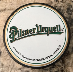 PILSNER URQUELL BEER SINCE 1842 OFFICIAL HOCKEY PUCK MADE IN CZECH REPUBLIC