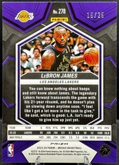 LeBron James /25 WHITE MOSAIC #278 Lakers 🔥 2023-24 Panini Mosaic