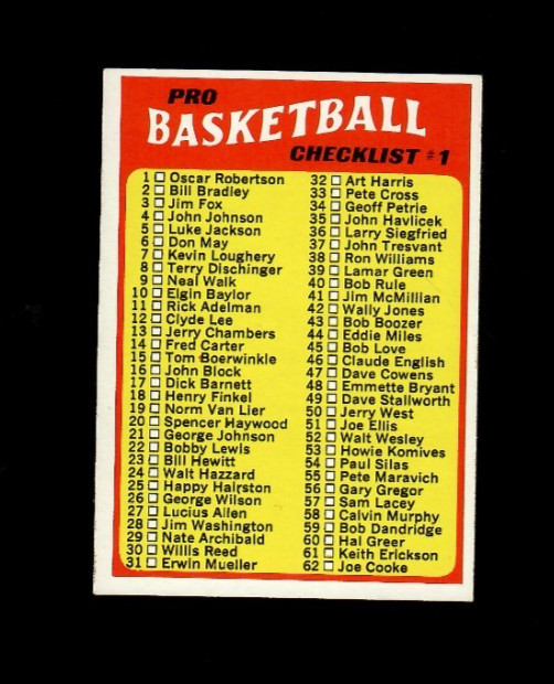 1971-72 Topps Basketball Checklist #1 Card #144