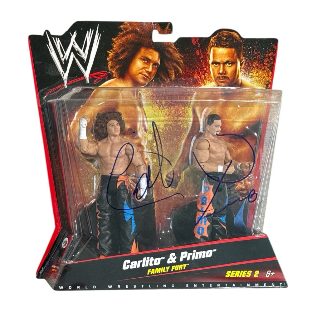 WWE CARLITO AND PRIMO COLON SIGNED FAMILY FURY 2 PACK WITH JSA COA VERY RARE