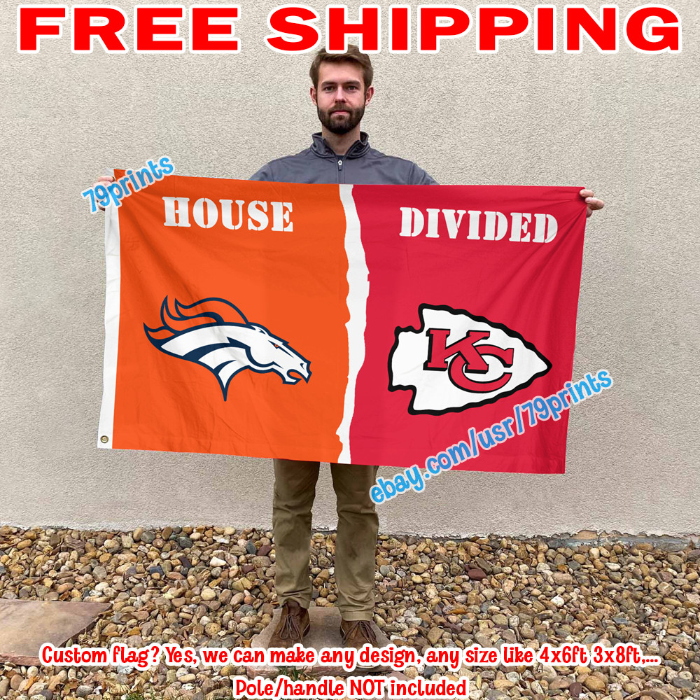 Denver Broncos vs Kansas City Chiefs House Divided Flag 3×5 ft Banner 2026 NFL