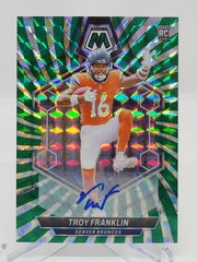 2024 Panini Mosaic Troy Franklin FOTL GREEN SWIRL AUTO /16 #378 Rookie Card Auto