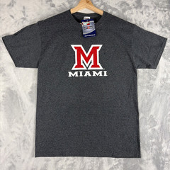 Miami Redhawks Basketball Shirt Mens Medium Gray Crew Neck NCAA Jerzees NWT