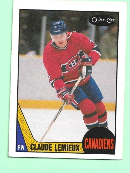 (1) CLAUDE LEMIEUX 1987-88 O-PEE-CHEE # 227 CANADIENS ROOKIE VG (N4416)