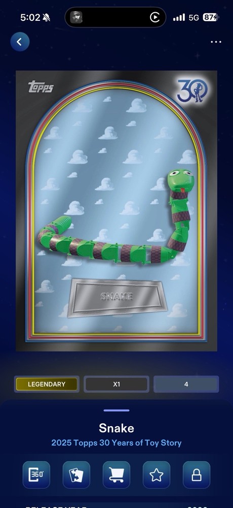 *DIGITAL Topps Disney 30 Years Toy Story Snake [Base] Parallel Black /10 🔥