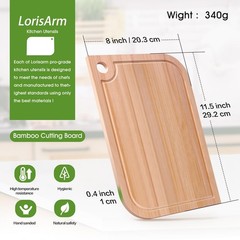 LorisArm 11.5&Prime;x 8&Prime; Small Bamboo Wood Cutting 11.5&Prime;L x 8&Prime;W, Natural