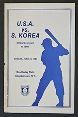 1984 Olympic Baseball Score Card USA vs South Korea 6/24/1984 Doubleday Field