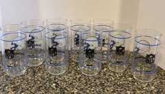 Seattle Seahawks NFL Mobil Gas Promotional 5 5/8 Inches Glasses Lot Of 9 Vintage