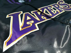 Starter L.A. Lakers Black LABEL BLACK Purple GOLD [LS930168] Satin SMALL Jacket