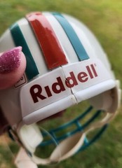 MIAMI DOLPHINS RIDDELL THROWBACK COLLECTIBLE 2-7/8 MICRO FOOTBALL HELMET DAMAGE