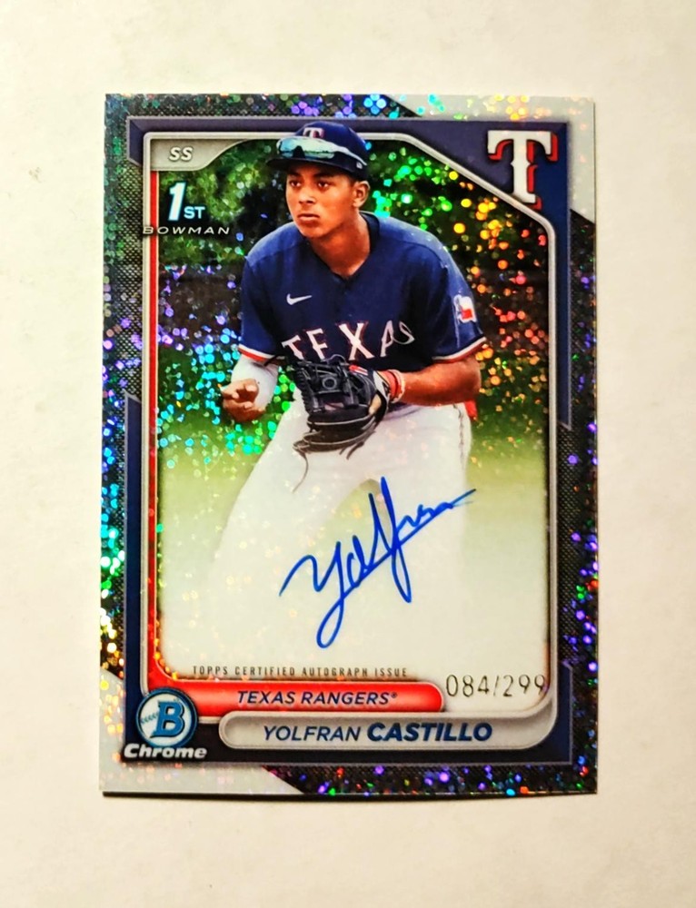 Yolfran Castillo 2024 1st Bowman Chrome AUTO SPECKLE REFRACTOR 084/299 Raw RC z2
