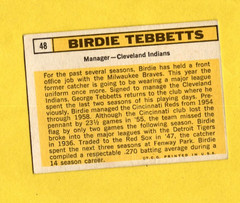 1963 Topps Birdie Tebbetts #48 Cleveland Indians VG/EX FREE SHIPPING