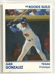 Juan Gonzalez 1991 Star Company Rookie Guild White GLOSSY Rangers Promo Card