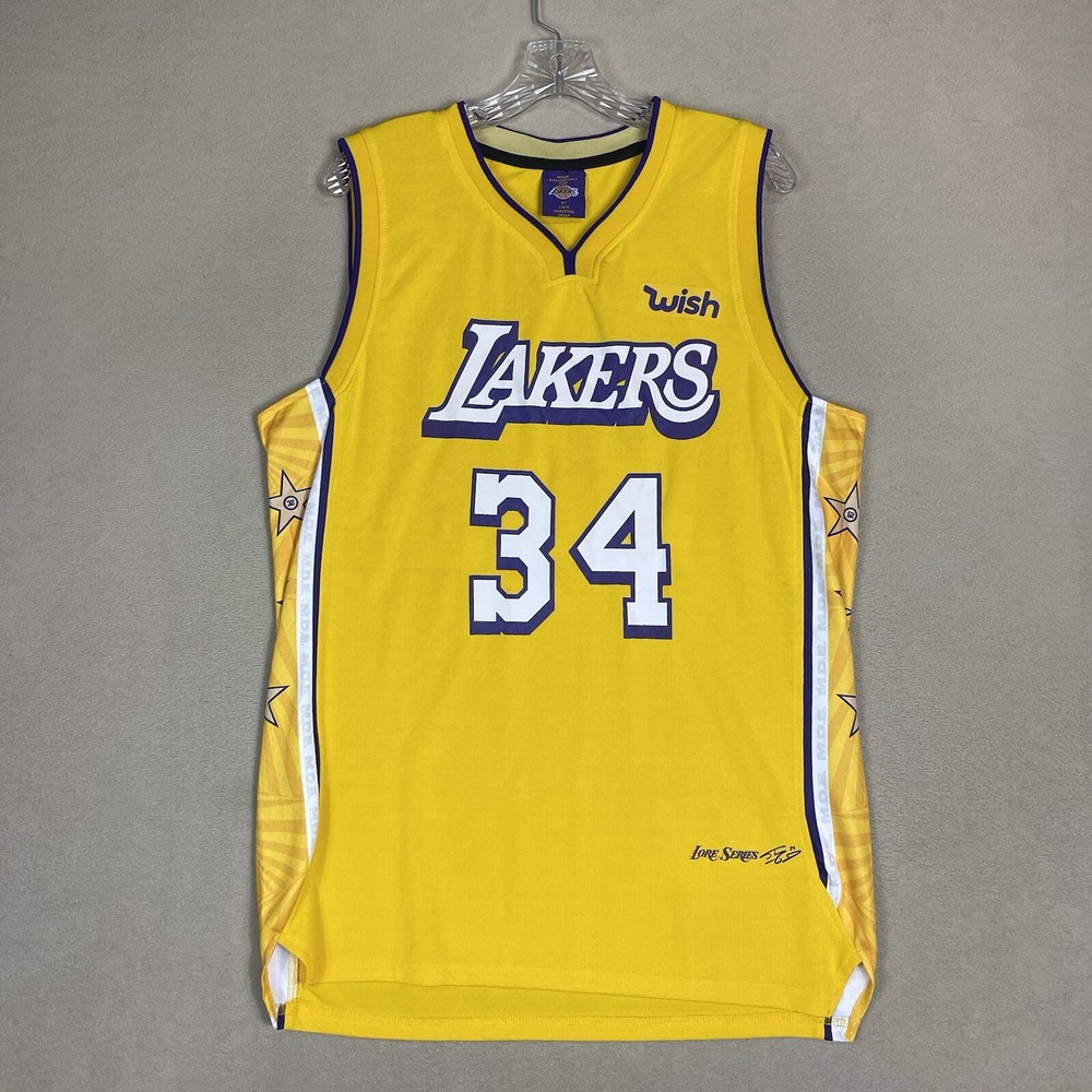 Los Angeles Lakers Jersey Mens XL Yellow #34 Shaquille O&rsquo;neal NBA Sleeveless Top