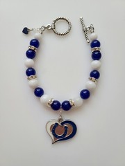 Indianapolis Colts Bracelet Football Blue and White Jade Rhinestone Silver