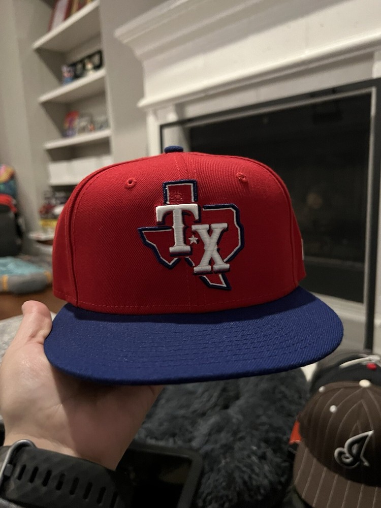 Tx Logo Texas Rangers State Rep 59Fifty 7 1/4 Red With Blue And White Trim