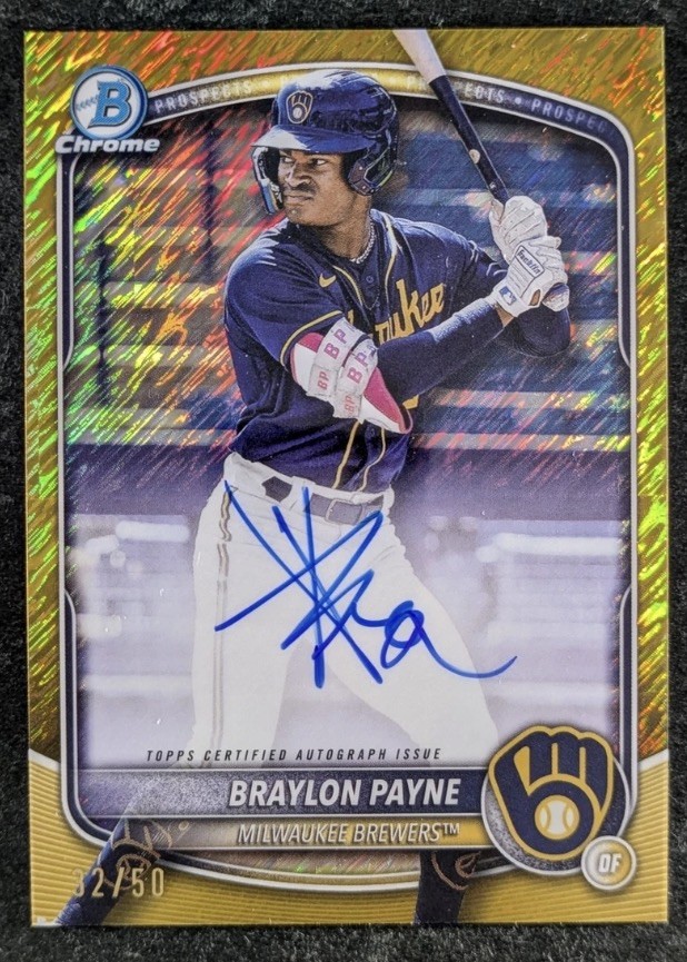 2025 Bowman Chrome BRAYLON PAYNE 32/50 Auto Gold Shimmer Refractor #CPA-BP