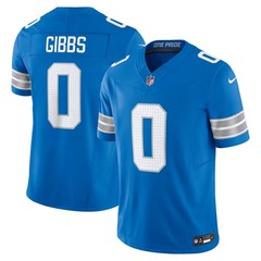2025 Men&rsquo;s Lions Jahmyr Gibbs #0 FUSE Stitched Jersey Black/White/Blue -All Size