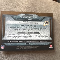 2012 Topps Triple Threads – Rookie Relic Robert Griffin III Sepia /75 (MEM, RC)