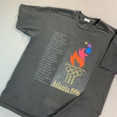 VTG Atlanta 1996 Olympic Games Shirt Mens XL Black Hanes Graphic Tee SINGLE STCH