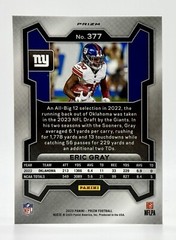 2023 Panini Prizm Black and White Checker #377 Eric Gray RC SP New York Giants