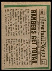 1974 Topps Traded Cesar Tovar . Texas Rangers #538T