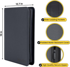 9 Pocket Top Loader Binder – Holds 252 Toploaders – Archival Safe Ringless Zippe