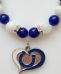 Indianapolis Colts Bracelet Football Blue and White Jade Rhinestone Silver
