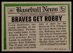 1974 Topps SET-BREAK #23T Craig Robinson EX or Better, (HUCK&rsquo;S)