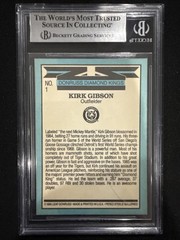 1986 Donruss Diamond Kings Kirk Gibson Signed Card #1 BGS Slab Authentic Auto