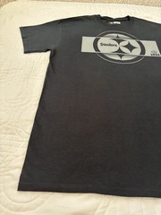 Pittsburgh Steelers Gray Blackout Team Lockup Logo Short Sleeve Shirt NWT Large