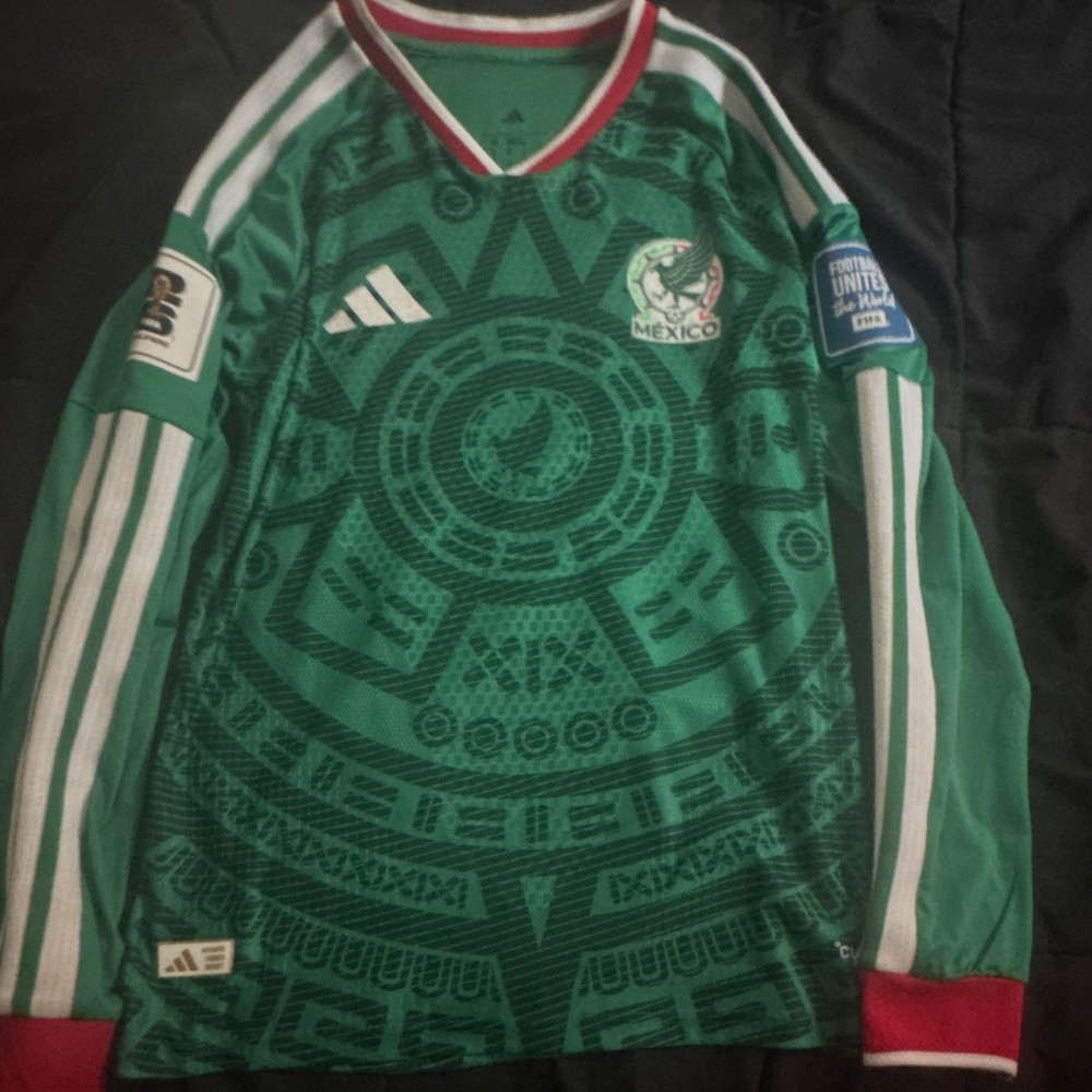 adidas Mexico National Team Soccer Jersey Green Long Sleeve Patch Size M