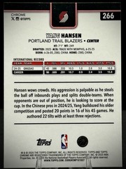 2025-26 Topps Chrome – Yang Hansen 266 – Rookie Basketball Border Blue /150 (RC)