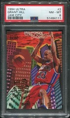 1994-95 Grant Hill Rookie Card Fleer Ultra Jam City #2 Detroit Pistons PSA 8