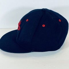 Miami Heat NBA Addidas Baseball Hat Cap Fitted SZ S/M Black Flat Bill Navy Red