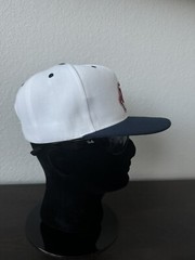 RETRO THROWBACK CLASSIC CHIEF WAHOO LOGO INDIANS WHITE & NAVY BLUE SNAPBACK HAT