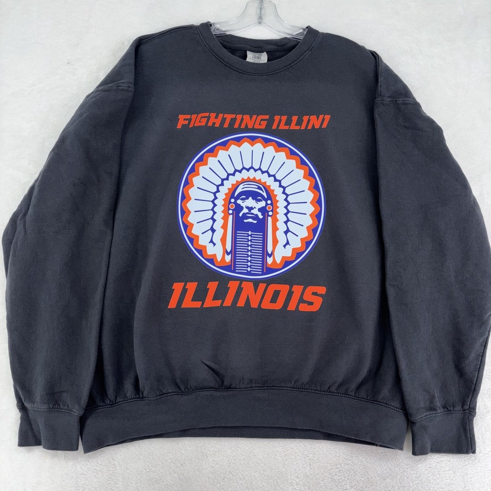 Fighting Illini Chief Illiniwek Comfort Colors Hoodie – True Navy and Black