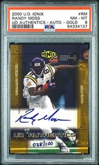2000 UD Ionix Randy Moss #/100 GOLD *On Card* AUTOgraph PSA 8 Vikings #RM cc17