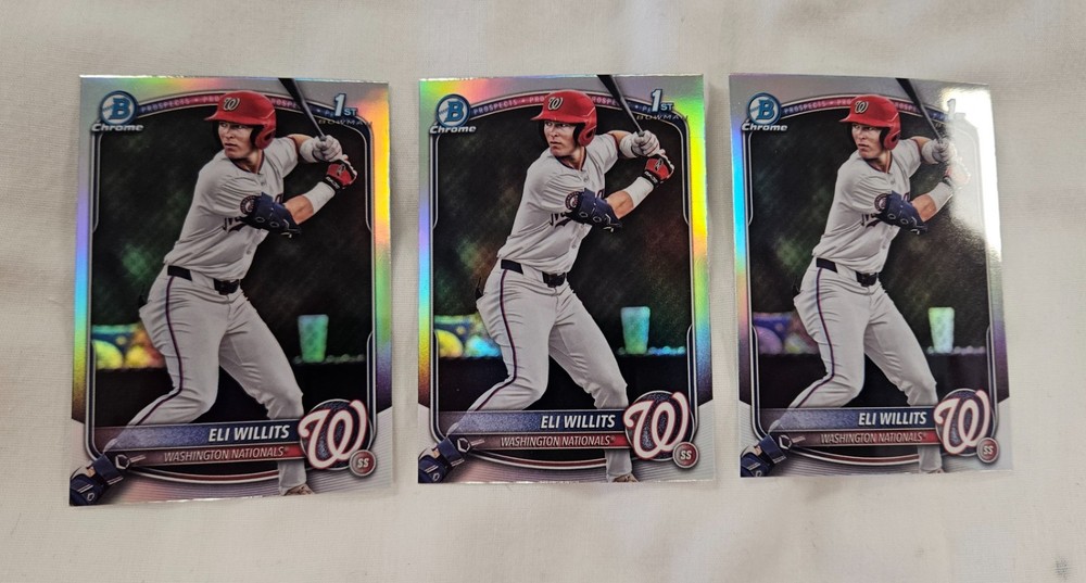 2025 Bowman Chrome Draft #BDC-1 Eli Willits Refractor 3 Card Lot