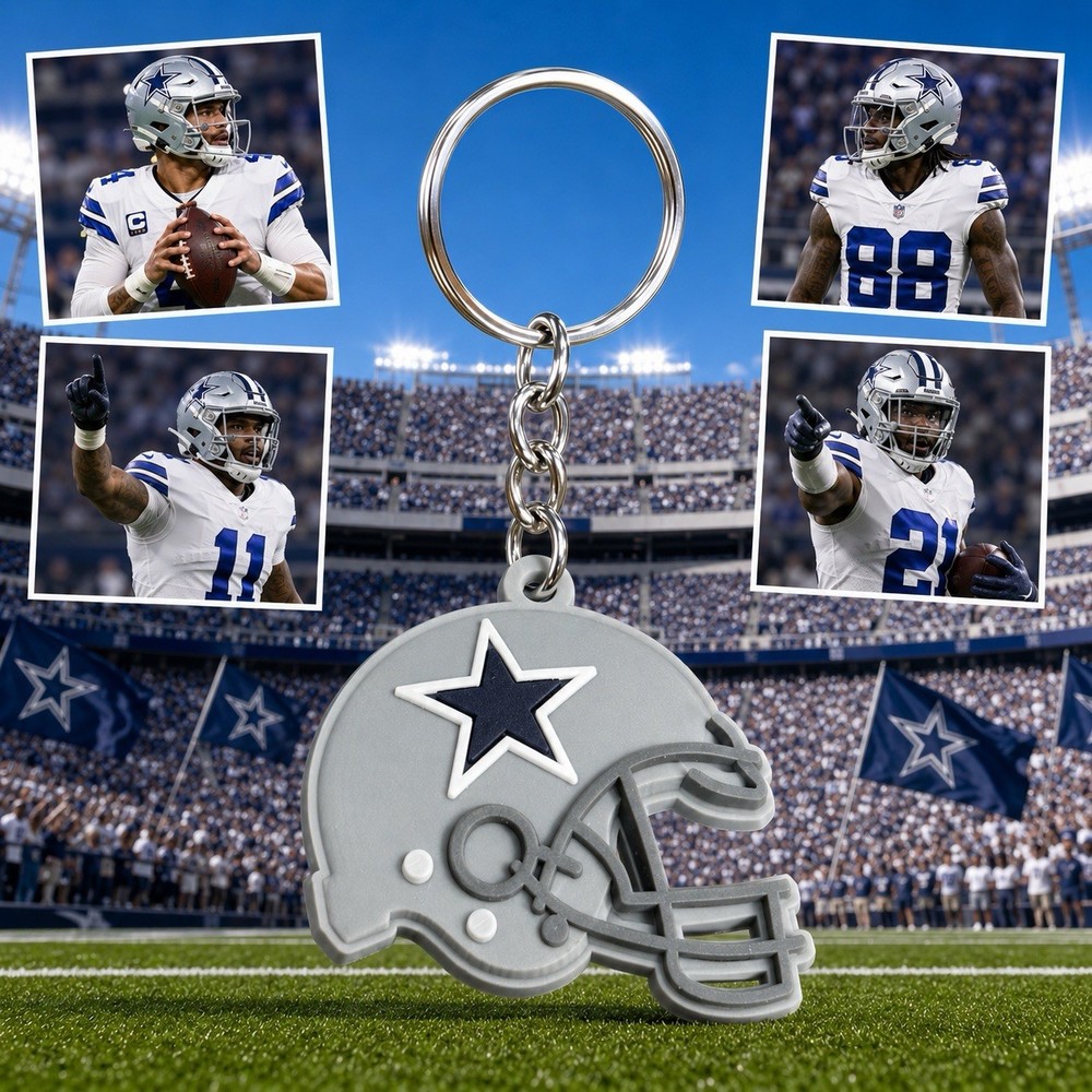 Dallas Cowboys Helmet Keychain – Flexible PVC/Rubber NFL Fan Key Ring Charm New