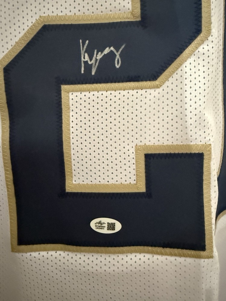 Kedren Young Signed Notre Dame Fighting Irish Men’s XL Custom Jersey Leaf COA