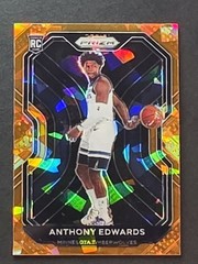 2020-21 PRIZM ORANGE CRACKED ICE ANTHONY EDWARDS #258 ROOKIE SP RC- 3041