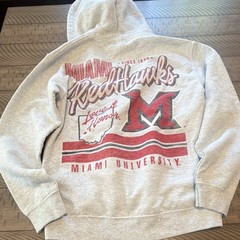 Miami University RedHawks Pullover Hoodie Sweatshirt w/ Front Pocket, size S